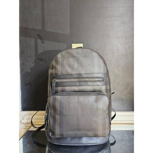 Authentic Burberry Marden Backpack London Check Coated Canvas with Leath…